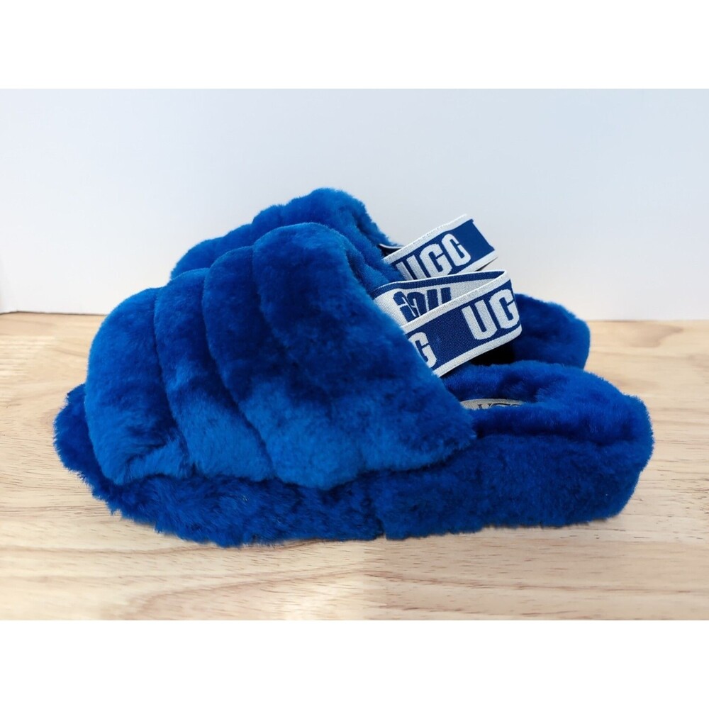 UGG‎ FLUFF YEAH SLIDE WOMEN SANDAL NEON BLUE US 9